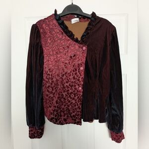 Striking Women's (Size Medium) Velvet V-Neck Blouse/Top